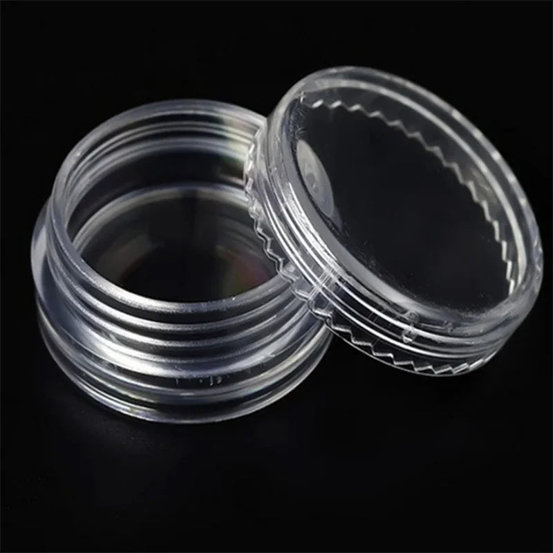 50/100pcs 2.5ml Cosmetic Bottles Containers Transparent Pot Sample Clear Cream Jar For Nail Arts Small Clear Can Tin For Balm