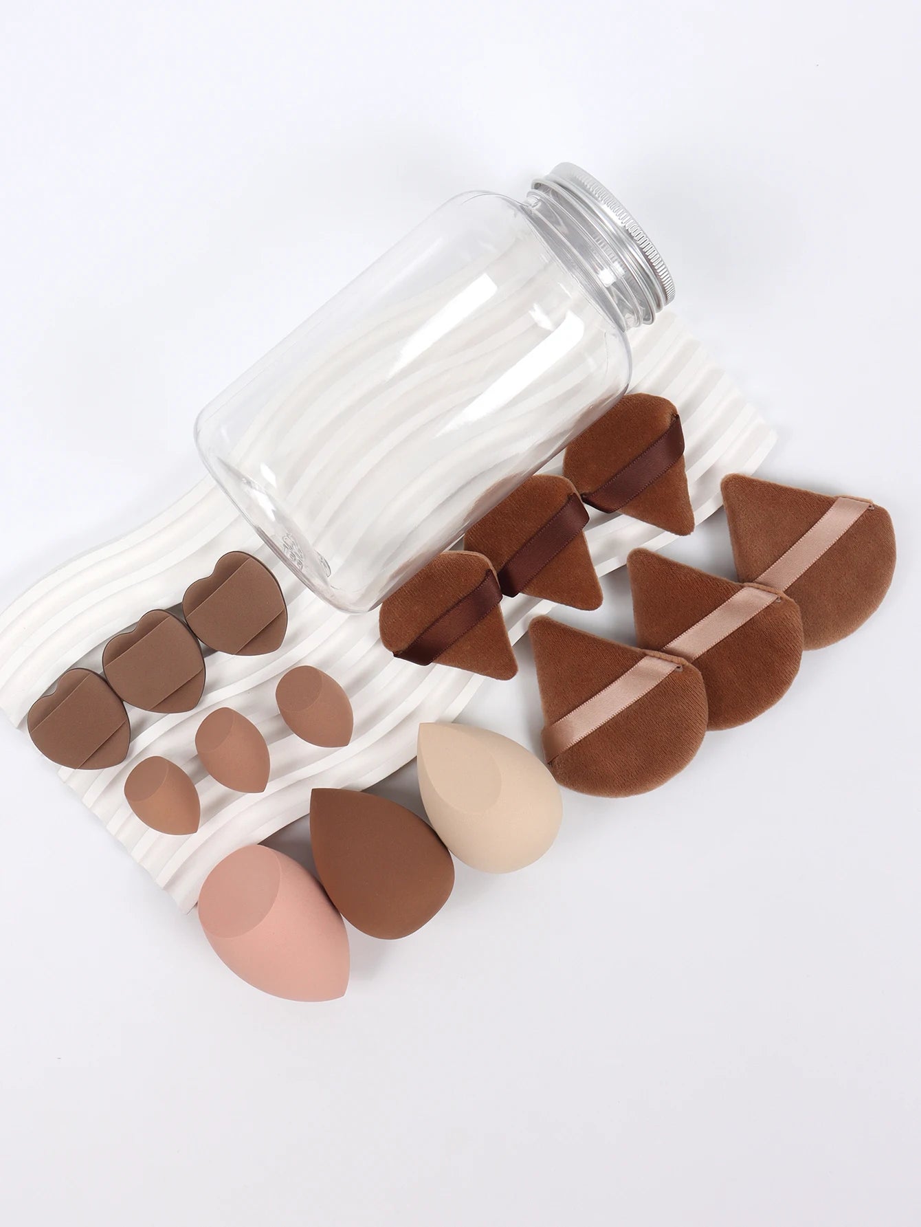 Spring 15 Cans,3 Loose Powder Puffs & 3 Mini Loose Powder Puffs & 3 Mini Makeup Eggs & 3 Mini Air Cushion Puffs, Foundation Mix