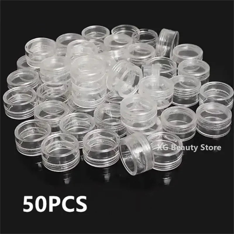 50/100pcs 2.5ml Cosmetic Bottles Containers Transparent Pot Sample Clear Cream Jar For Nail Arts Small Clear Can Tin For Balm