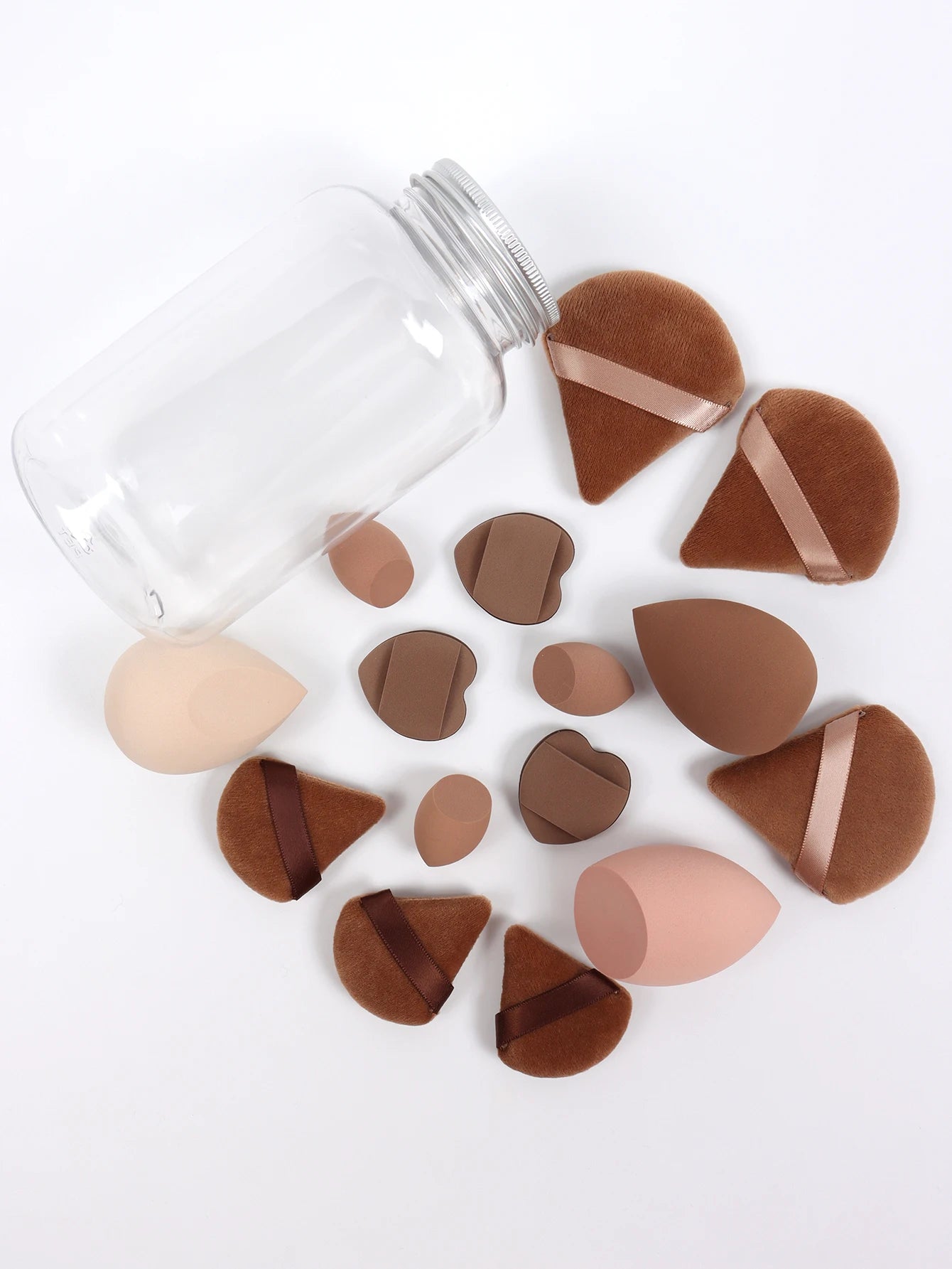 Spring 15 Cans,3 Loose Powder Puffs & 3 Mini Loose Powder Puffs & 3 Mini Makeup Eggs & 3 Mini Air Cushion Puffs, Foundation Mix