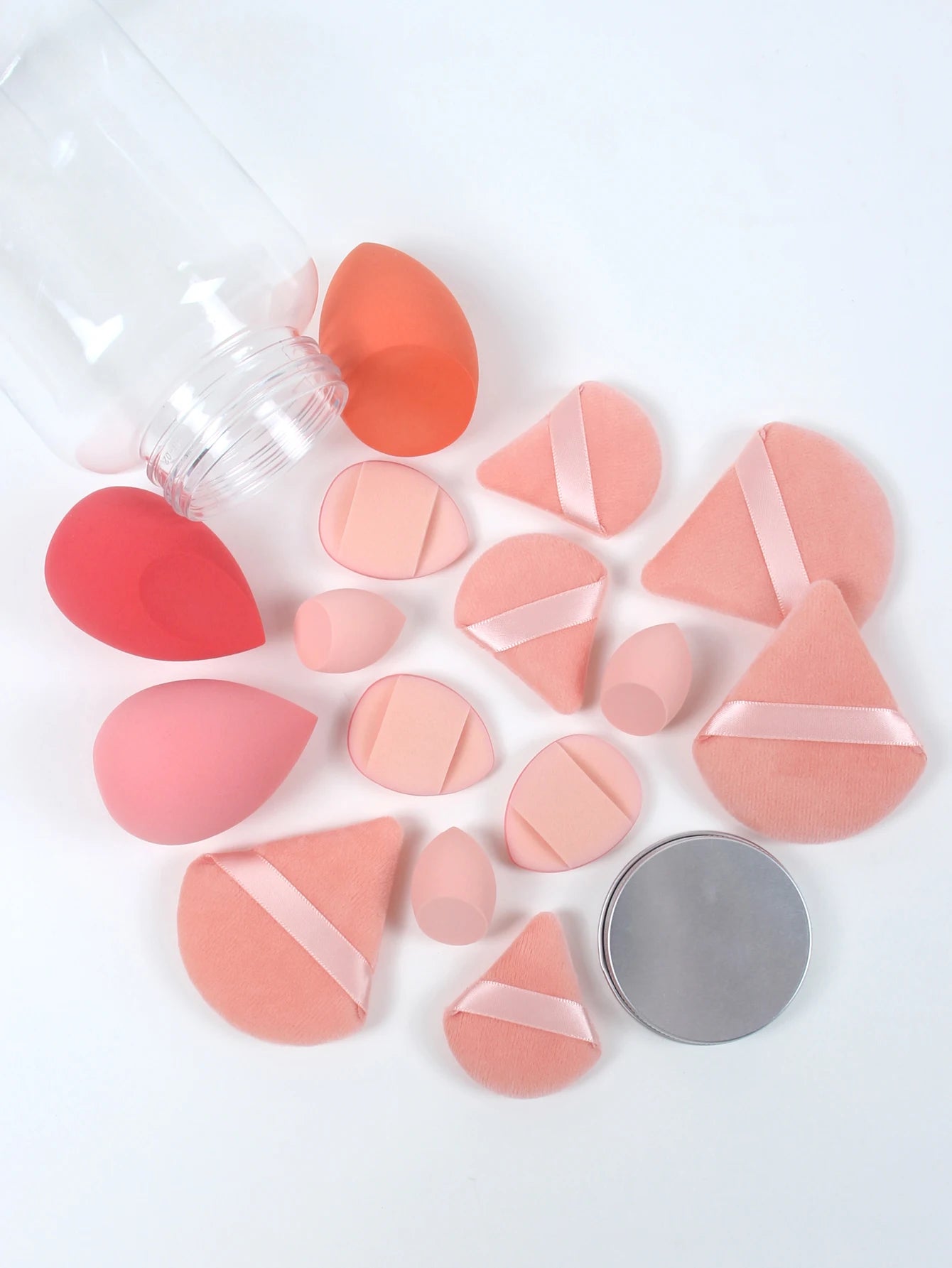 Spring 15 Cans,3 Loose Powder Puffs & 3 Mini Loose Powder Puffs & 3 Mini Makeup Eggs & 3 Mini Air Cushion Puffs, Foundation Mix